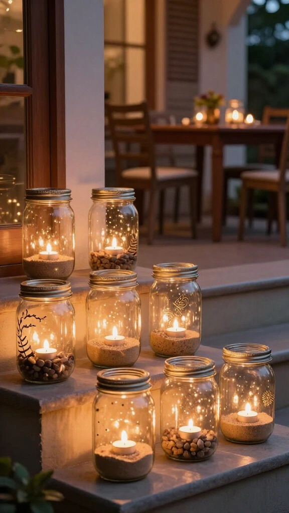 Transparent glass jar lanterns