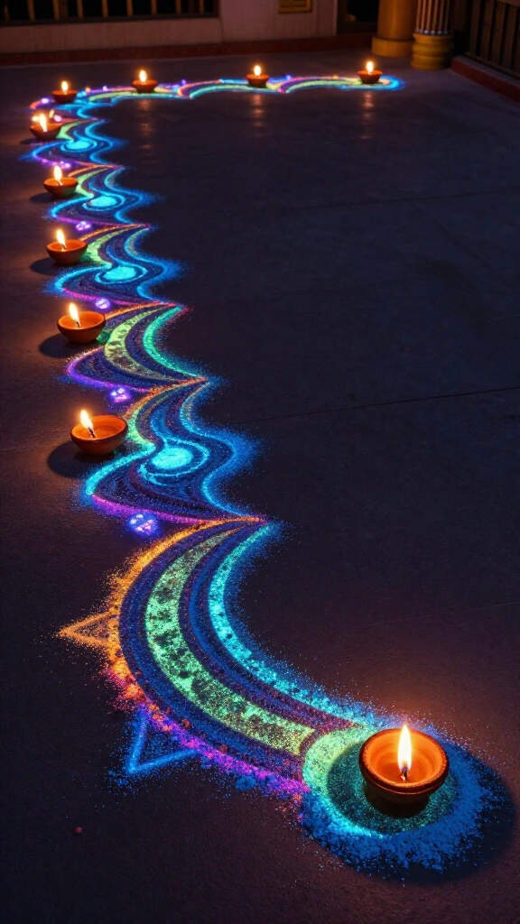 Glow-in-the-dark rangoli border