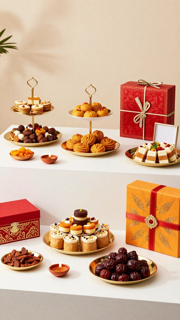 Curated festive gift and dessert display table