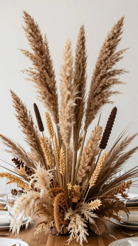 Dried Wheat and Pampas Grass Arrangements