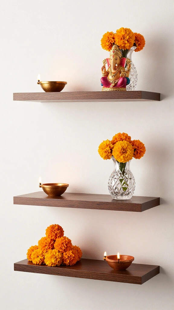 Build a Floating Shelf Vignette With Festive Elements