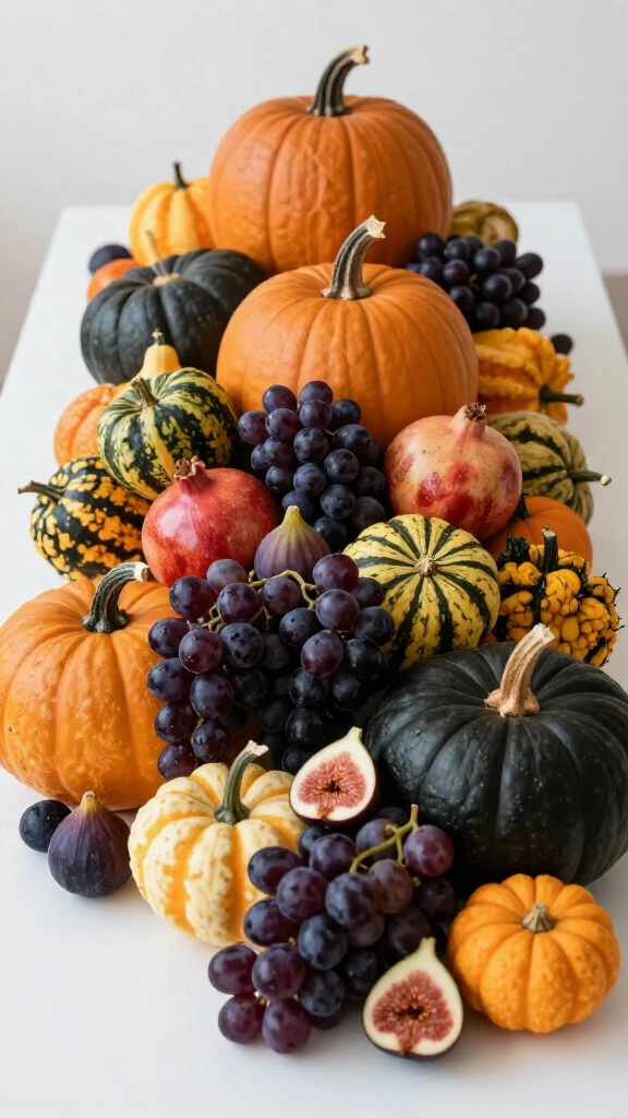 Overflowing Fruit and Gourd Centerpiece