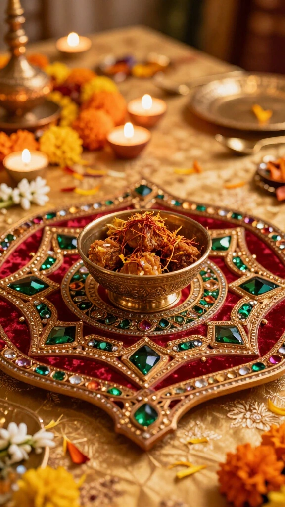 Jeweled Rangoli Mat Plate Chargers