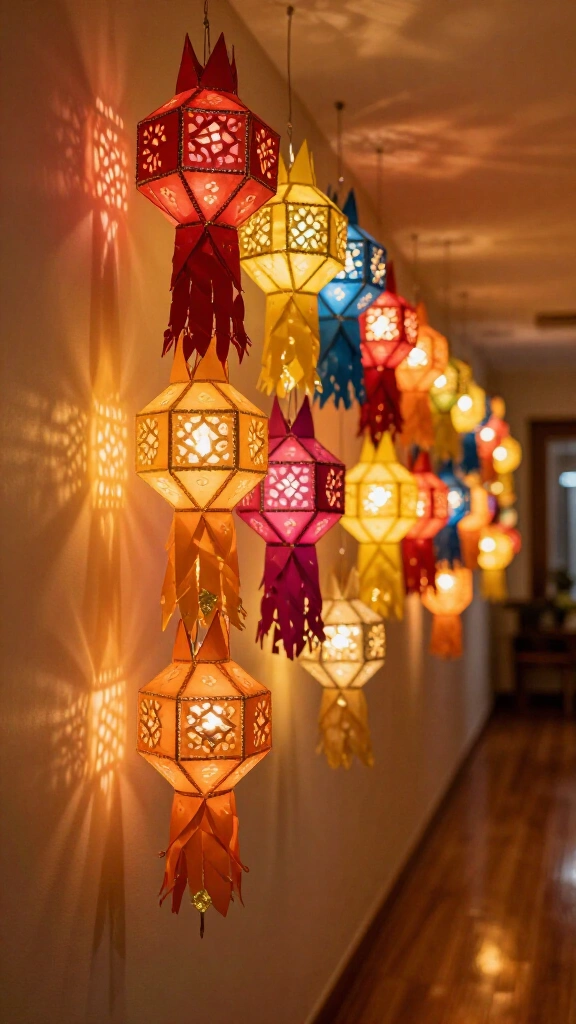 Hanging Origami Paper Lantern Cascades