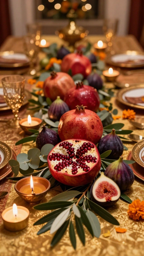 Fresh Pomegranate and Fig Harvest Centerpiece