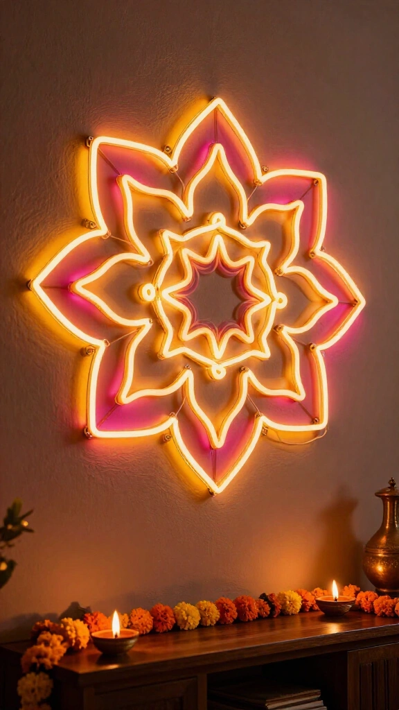 LED Rope Light Rangoli Wall Motif