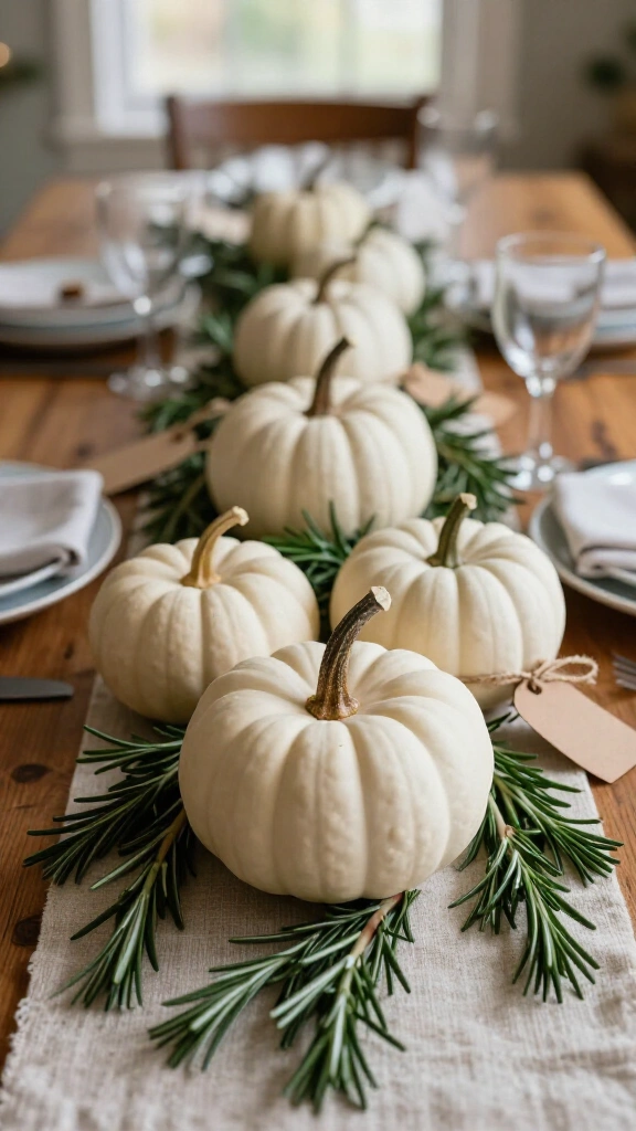 White Mini Pumpkins with Fresh Rosemary