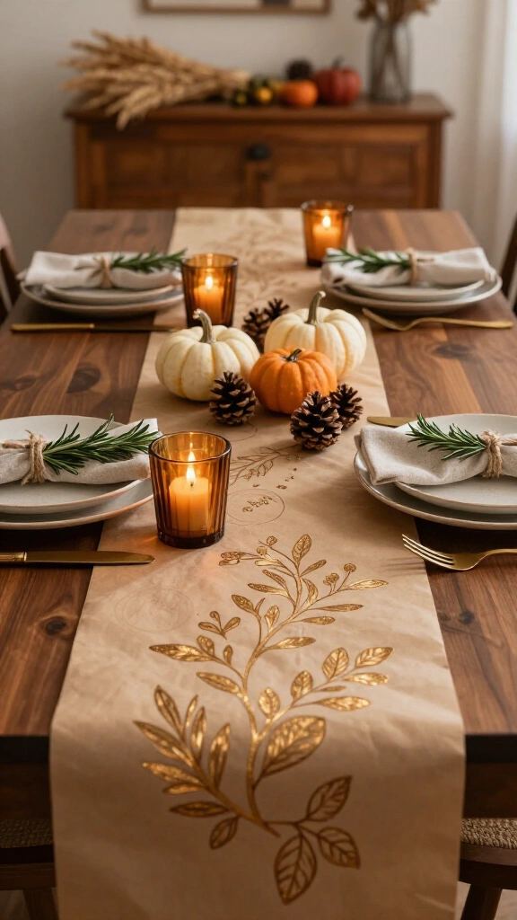 Kraft Paper Runner with Hand-Drawn Place Settings