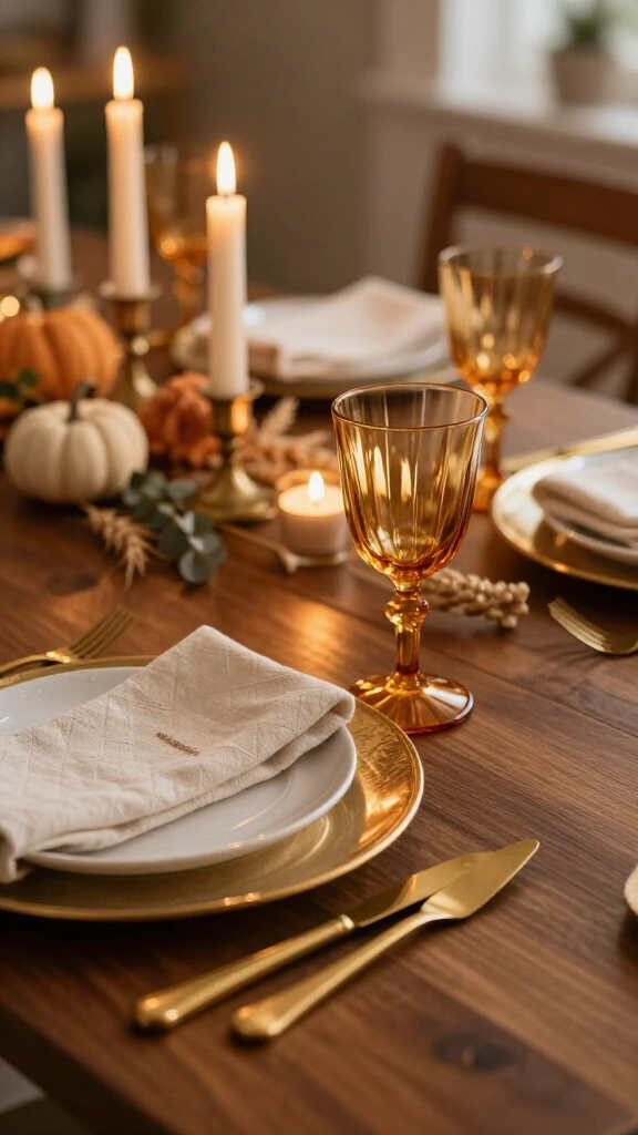 Gilded Glamour with Brushed Gold and Amber Glass