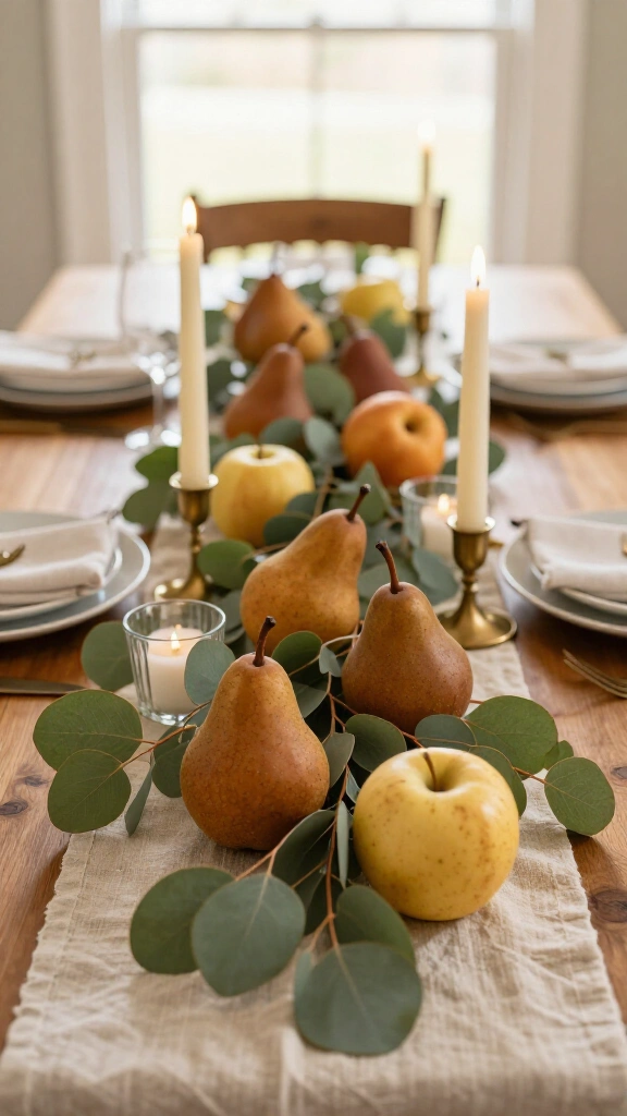 Silver Dollar Eucalyptus and Fresh Bosc Pears