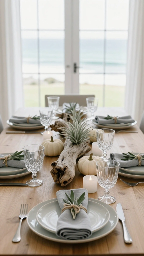 Coastal Autumn with Driftwood and Sage Elements