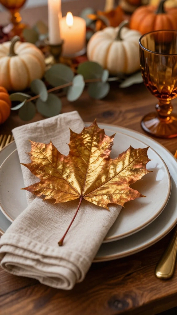 Metallic Pressed Leaf Menu Cards