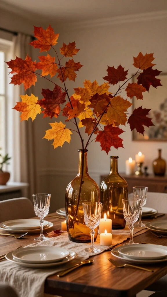 Foraged Fall Foliage in Spun Glass Demijohns