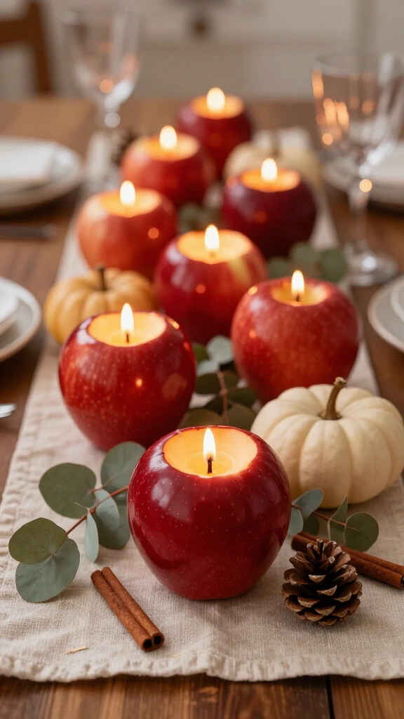 Carved Red Apple Votive Holders