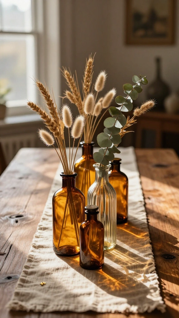 Layered Amber Glass Centerpieces