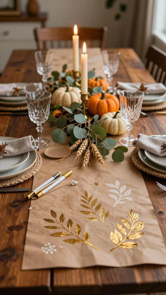Kraft Paper Table Runner with Handwritten Notes