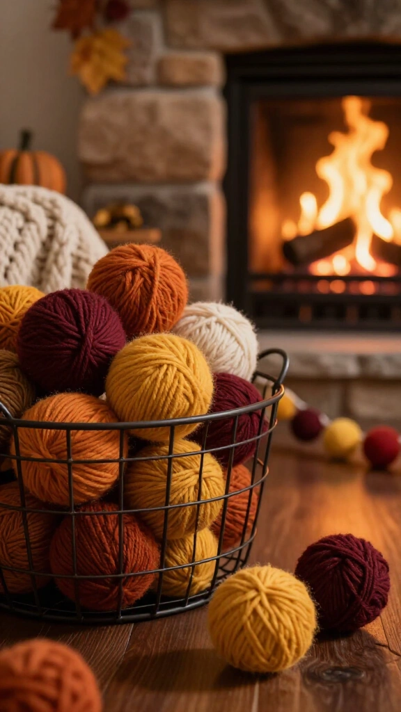 Wrapped Yarn Fall Pom-Poms