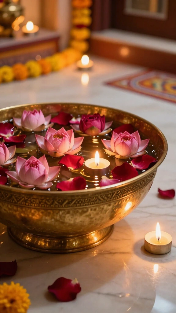 Floating Brass Urli with Scented Petals
