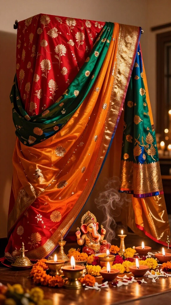 Layered Silk Saree Altar Canopy