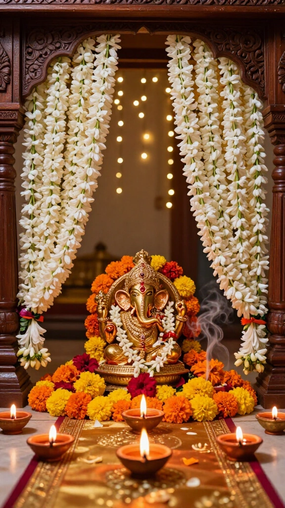 Fresh Jasmine (Mogra) Altar Curtains