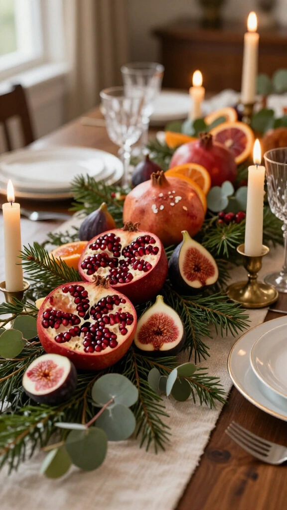Sliced citrus and pomegranate garland