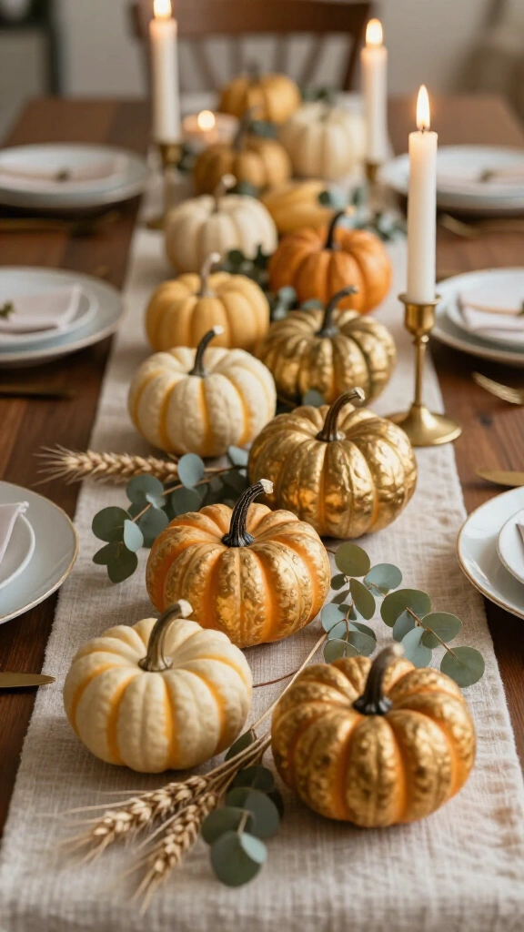 Gold spray-painted gourd accents