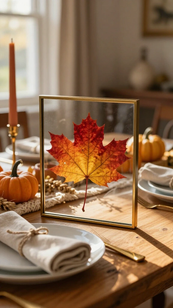Pressed autumn leaf floating frames