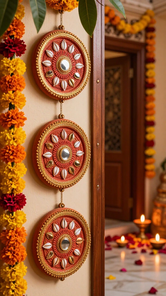 Hand-Painted Shubh Labh Wall Medallions