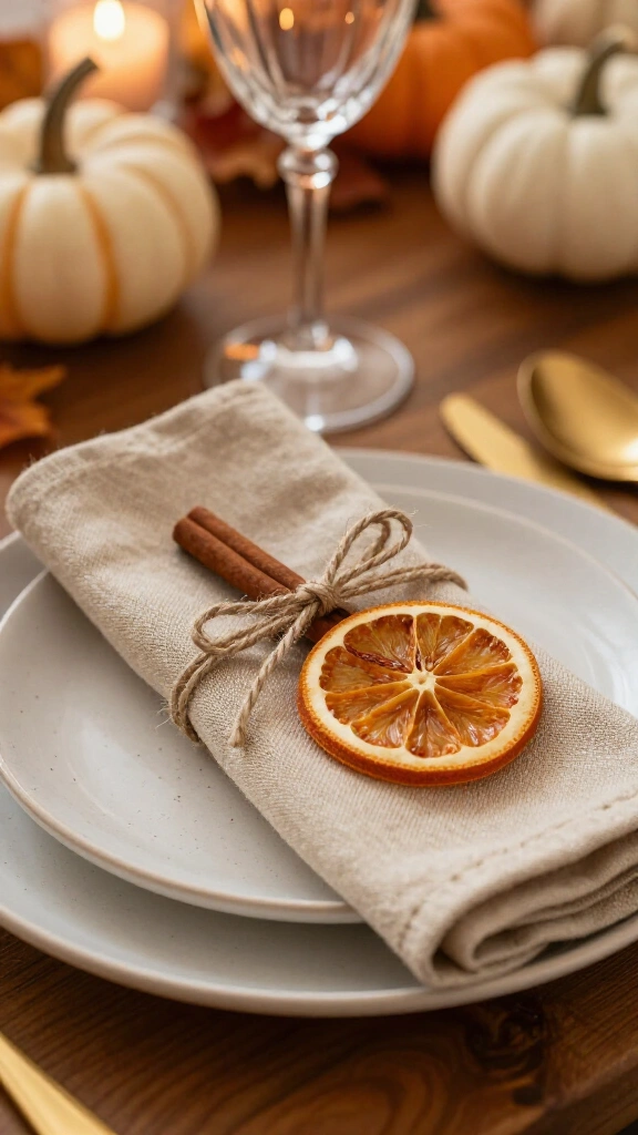 Linen Napkins with Cinnamon Stick Ties