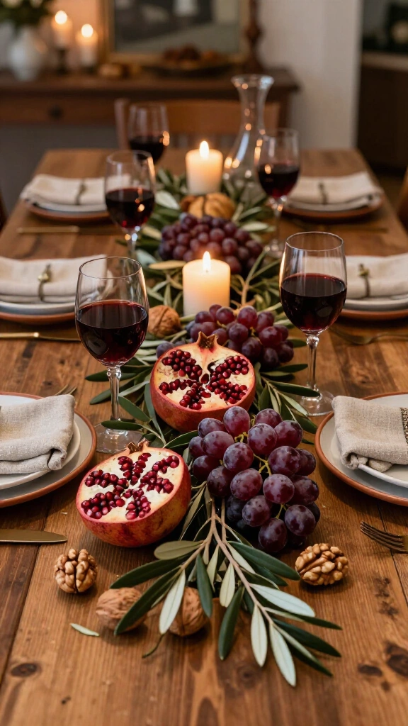 Tuscan Harvest with Olive Branches & Pomegranates