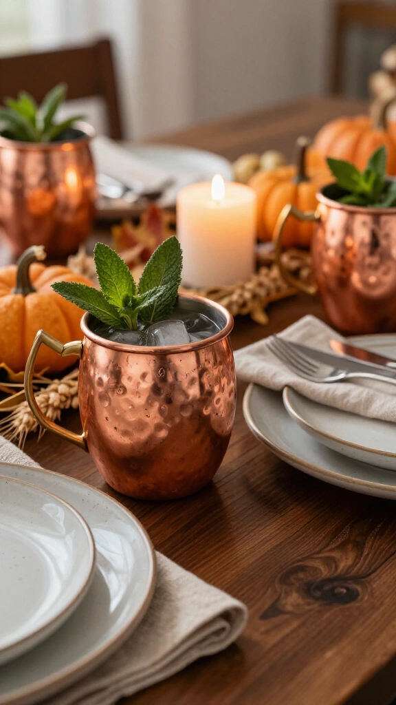 Copper Mug Herb Accents & Neutral Ceramics